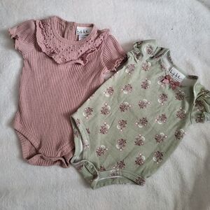 Nicole Miller Pink and Green Kids One Pieces Bodysuits 3-6m